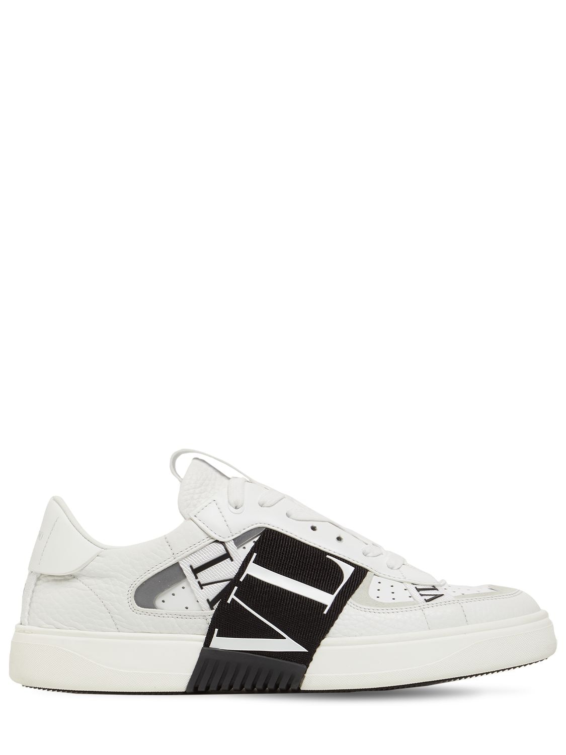 Shop Valentino Vl7n Leather Sneakers In White,black
