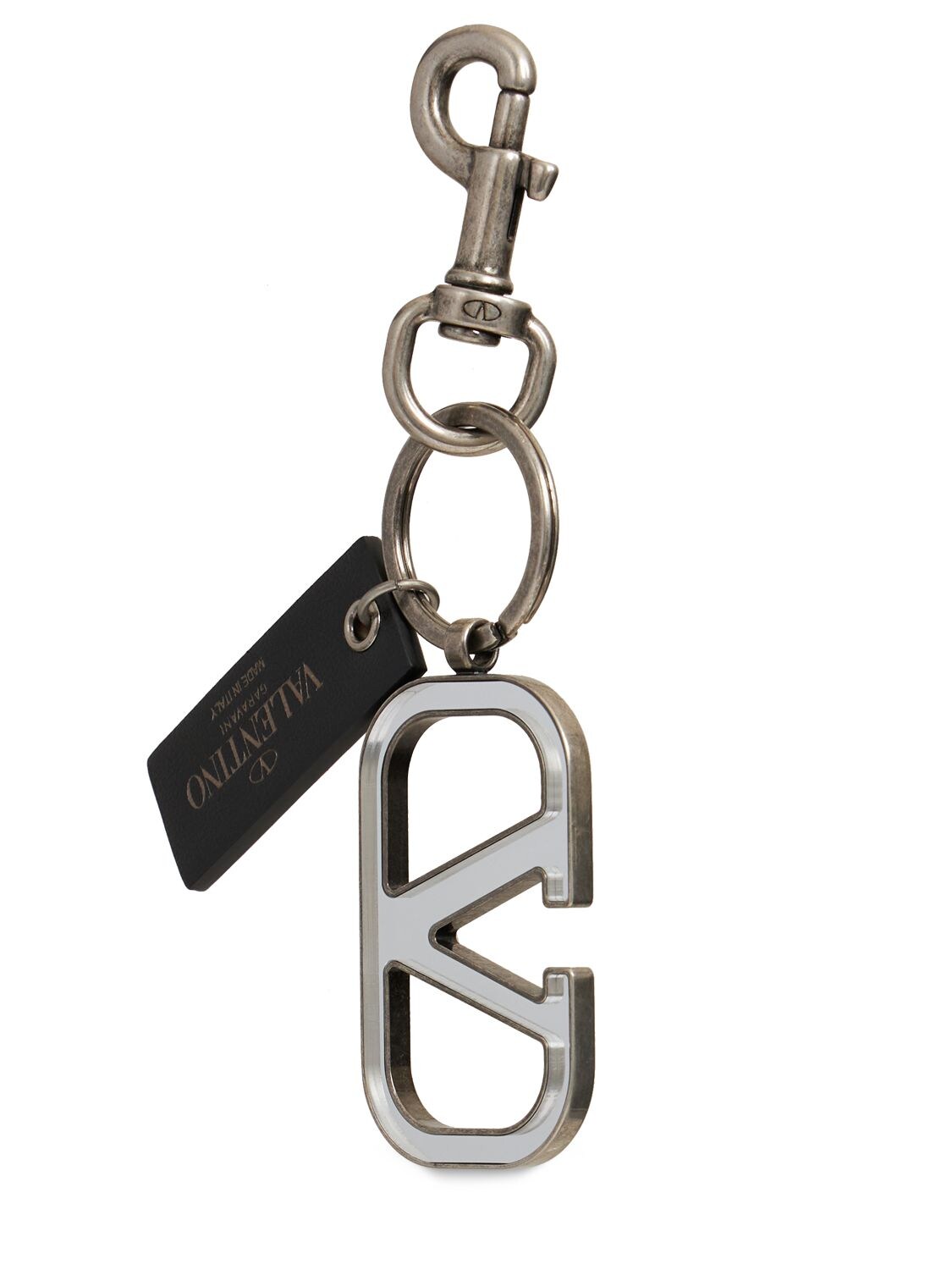 Shop Valentino Logo Metal Key Holder In 실버