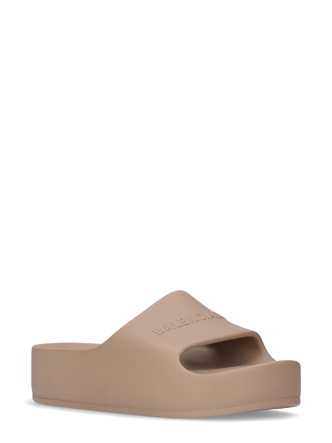 Shop Balenciaga 40mm Rubber Slide Sandals In Taupe