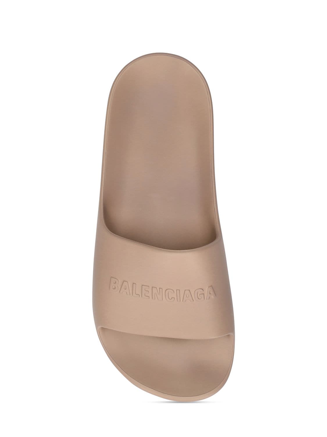 Shop Balenciaga 40mm Rubber Slide Sandals In Taupe