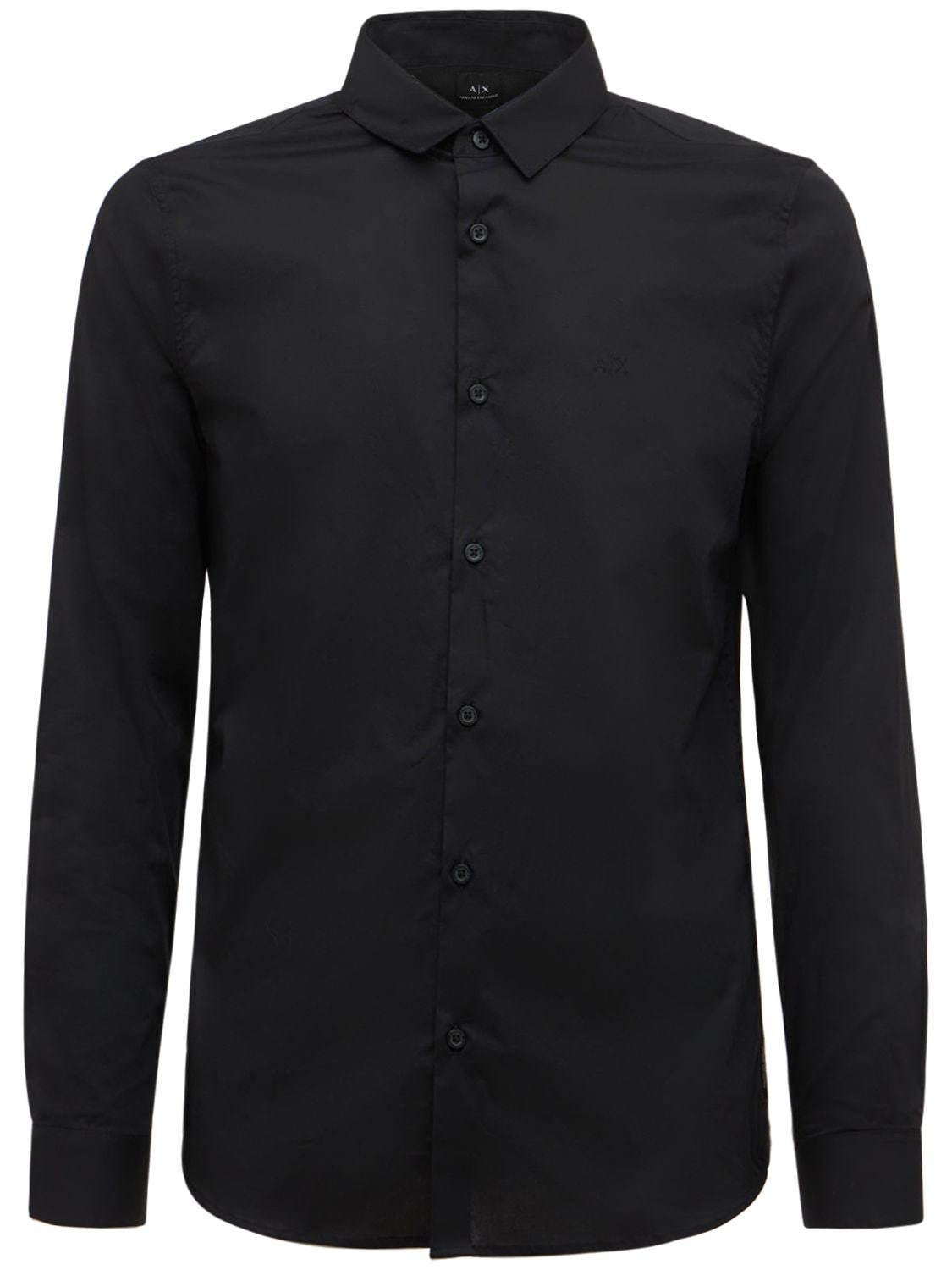 Armani Exchange Stretch Cotton Shirt In Black