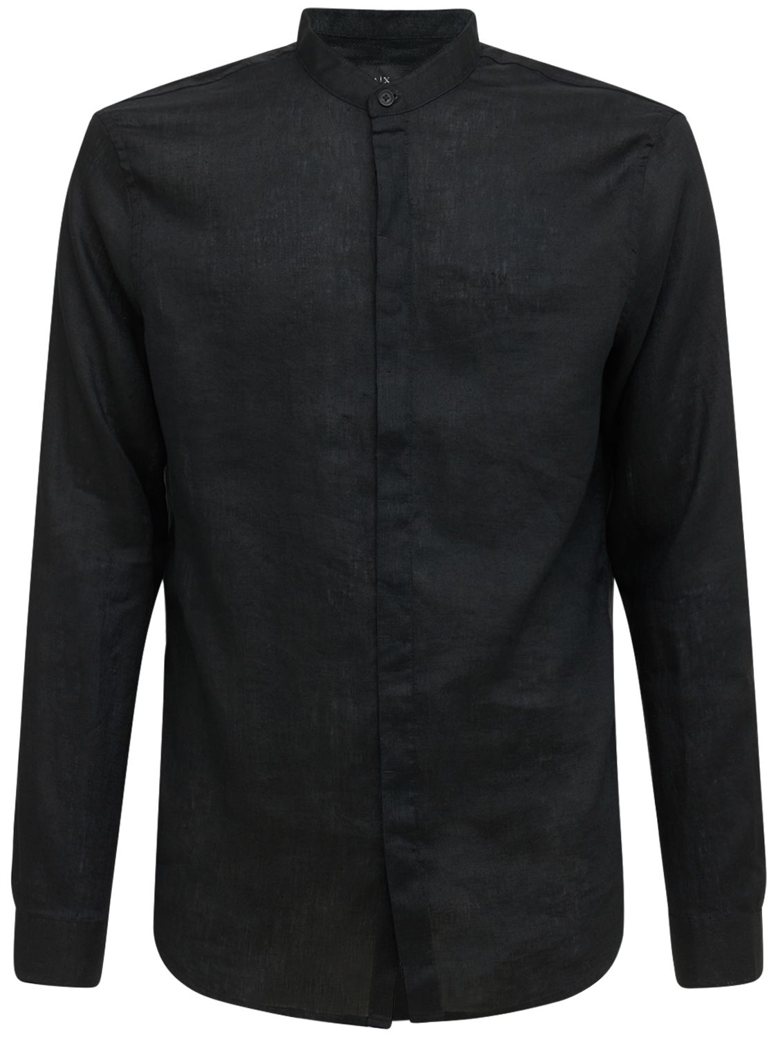 Armani Exchange Korean Linen Shirt In Black ModeSens