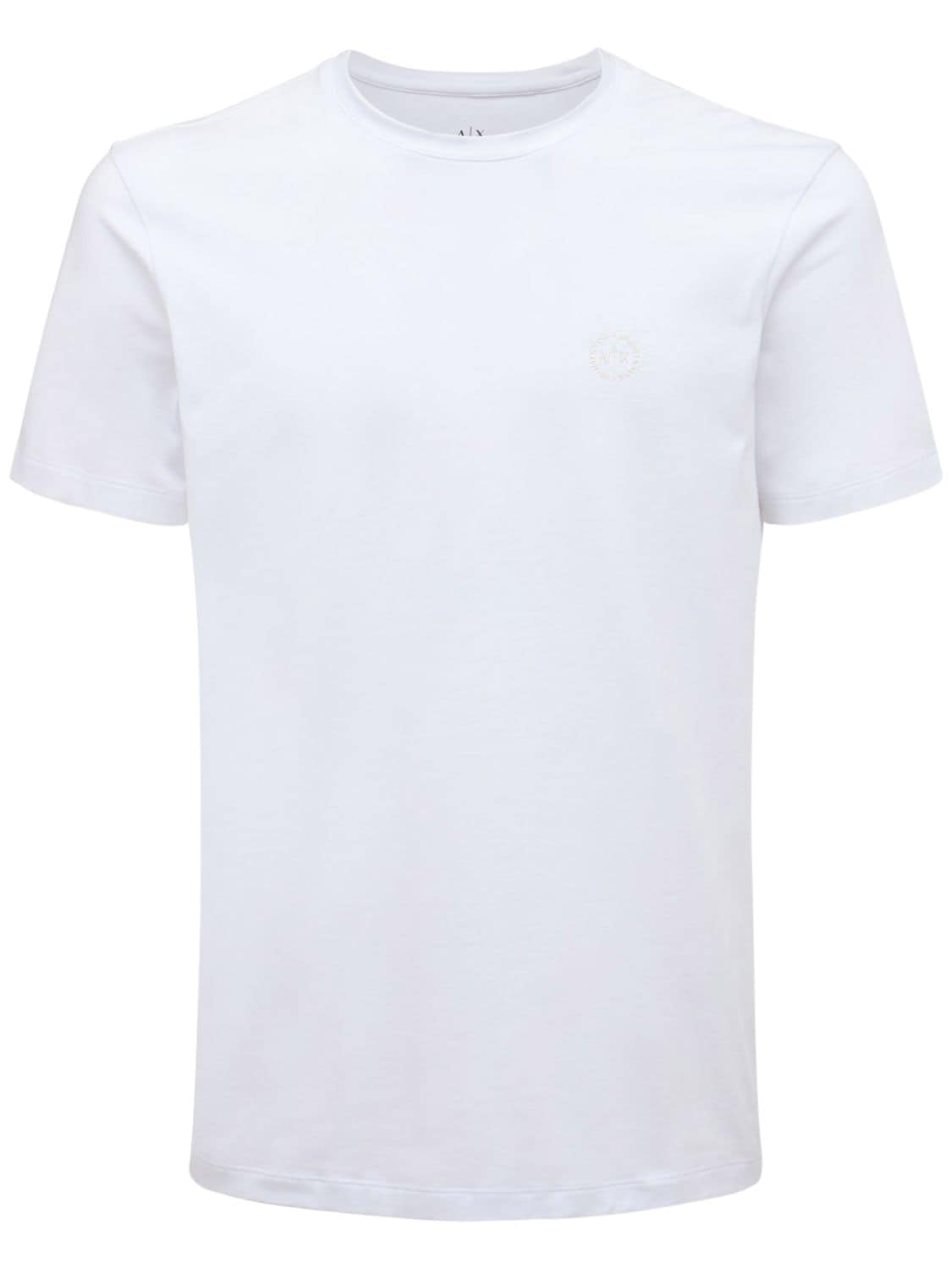 Armani Exchange Logo Print Stretch Cotton T-shirt In White