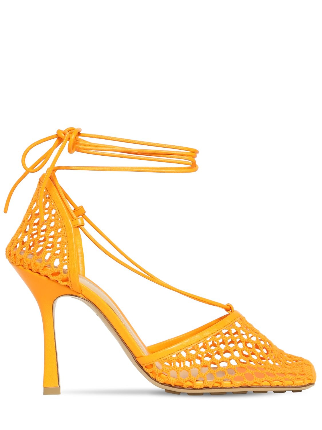 90mm Stretch Mesh & Leather Pumps