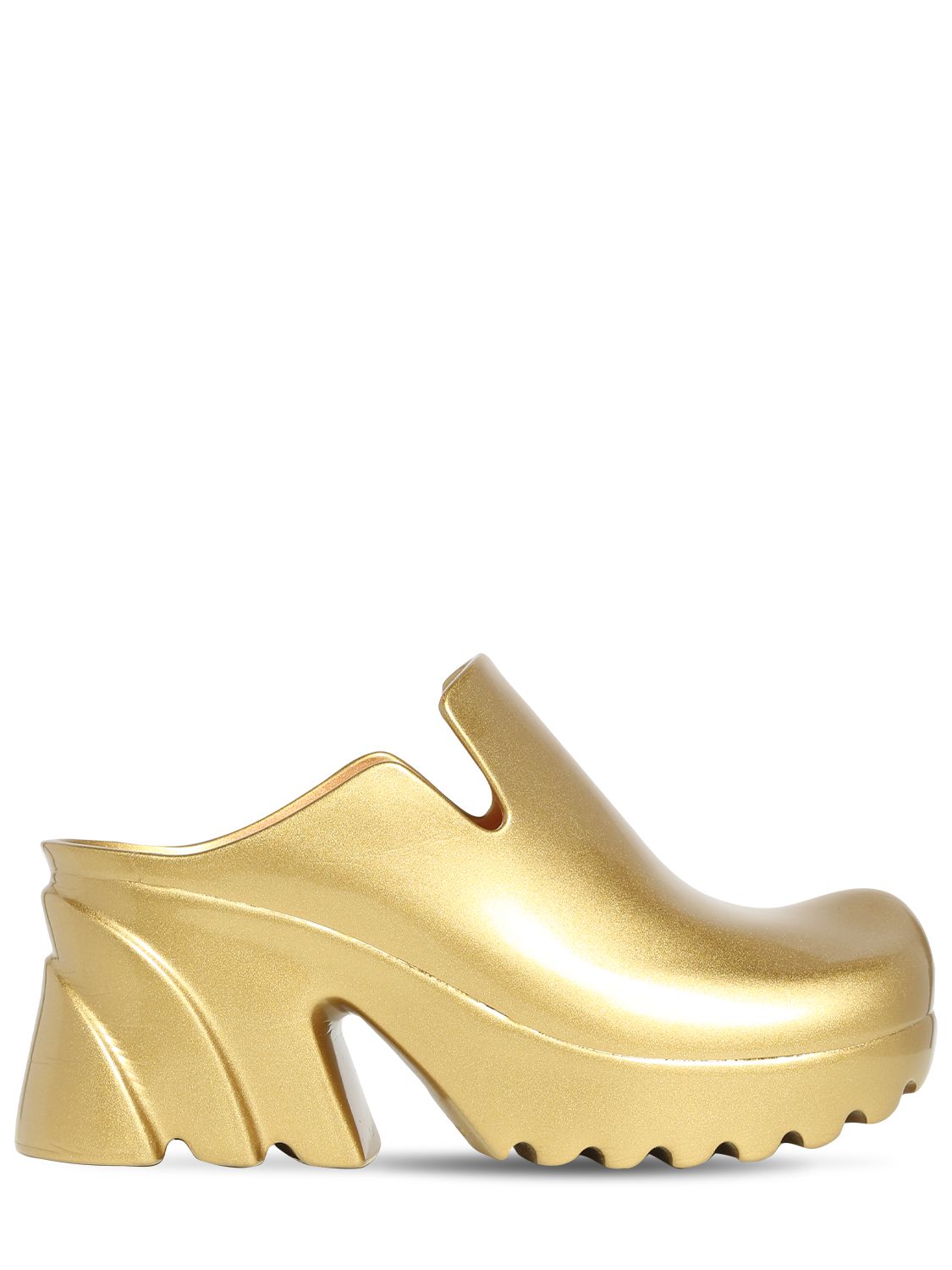 Bottega Veneta 95mm Flash Molded Rubber Mules In Gold | ModeSens
