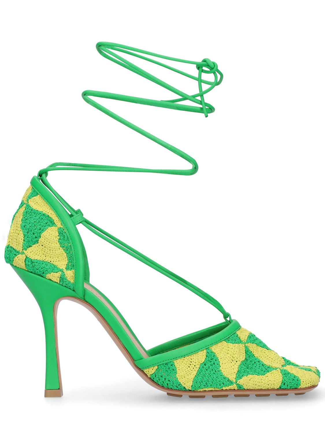 Bottega Veneta Phantom Crochet Stretch Lace-up Sandals In Kiwi