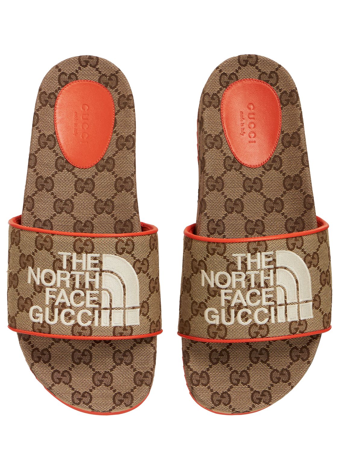Gucci Beige & Orange The North Face Edition Sideline Slides In Beige,brown | ModeSens