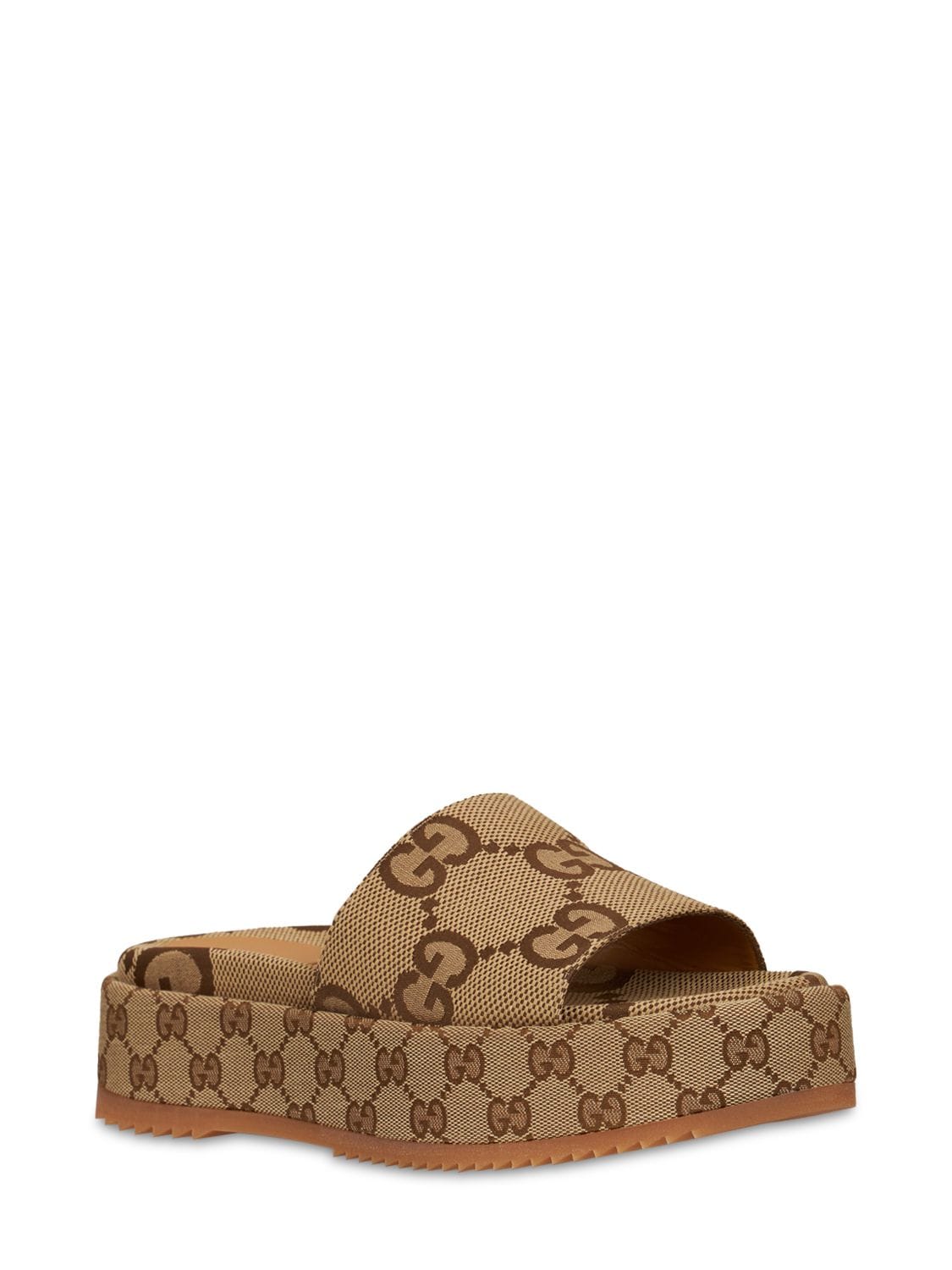 Shop Gucci 55mm Angelina Gg Canvas Slide Sandals In Beige,brown
