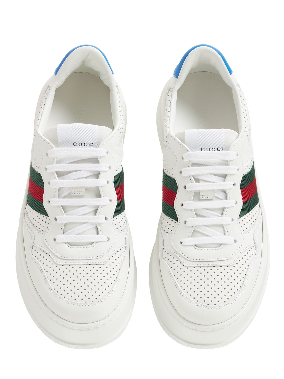 Shop Gucci 50mm Chunky B Leather Sneakers In White
