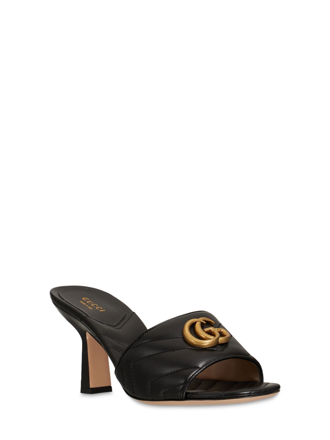Shop Gucci 75mm Marmont Quilted Leather Mules In Black