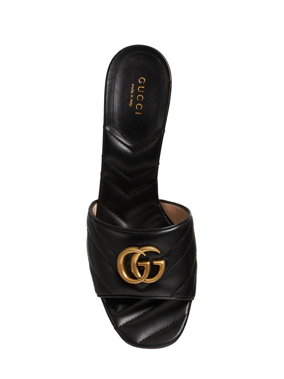 Shop Gucci 75mm Marmont Quilted Leather Mules In Black