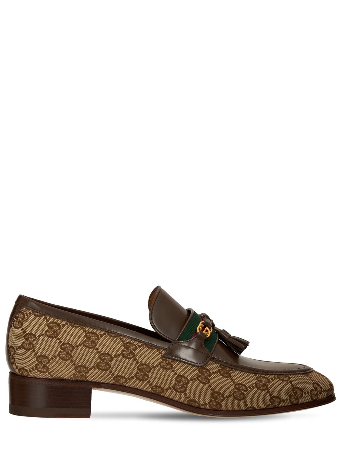 GUCCI 30mm Paride Canvas & Leather Loafers