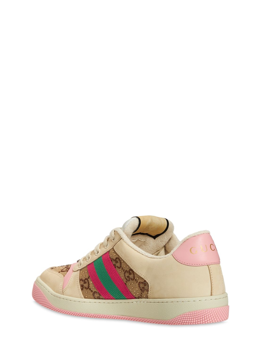 Shop Gucci 30mm Screener Embellished Sneakers In Off-white,beige