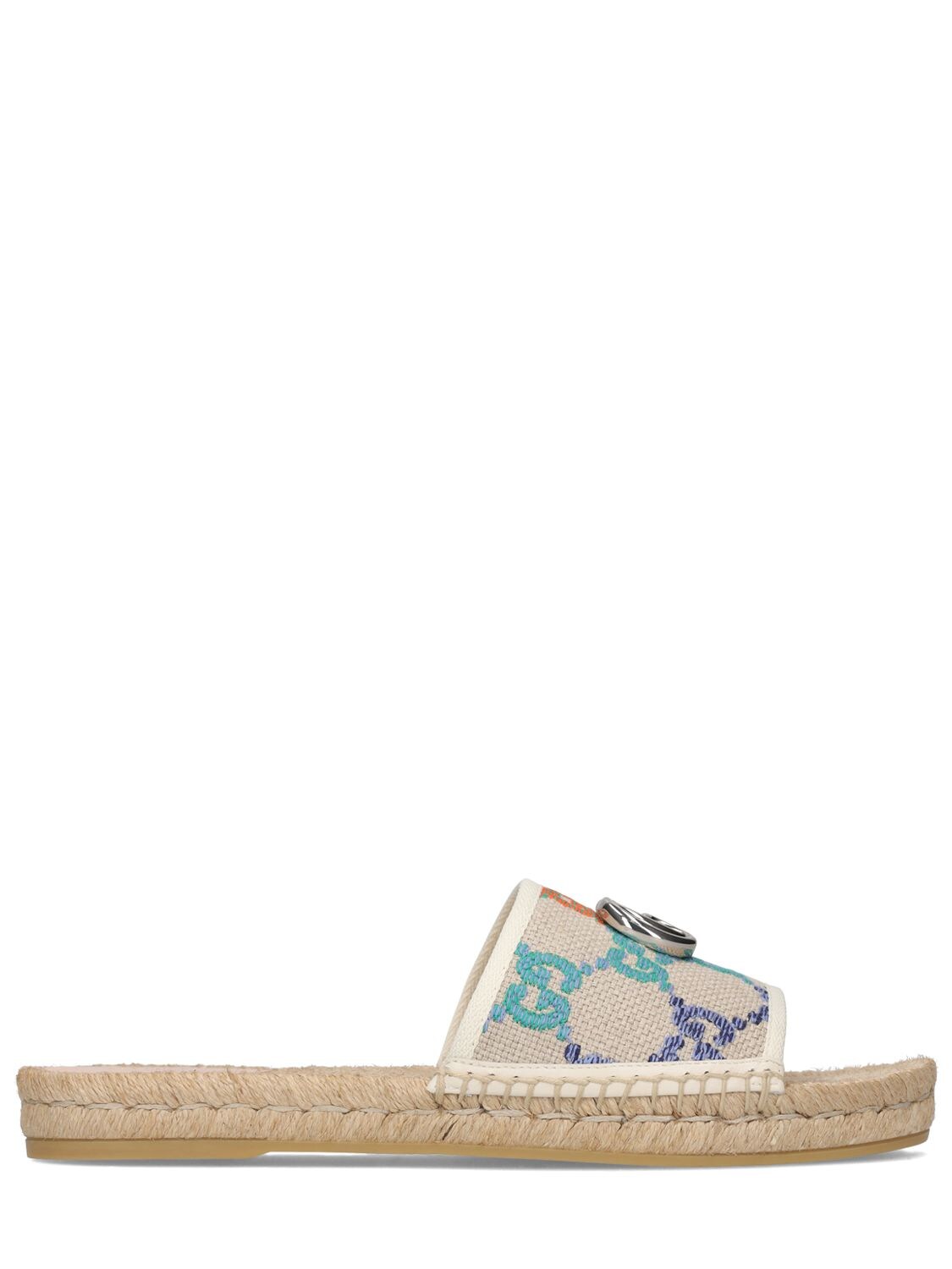 gucci pilar straw espadrille slides