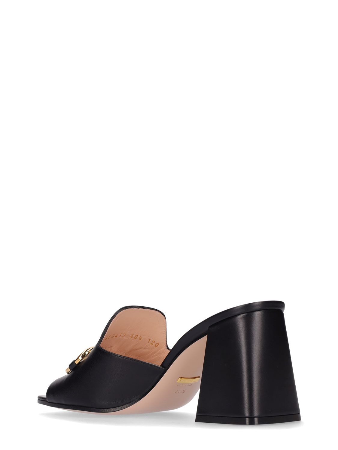 Shop Gucci 75mm Baby Leather Mules W/ Horsebit In Black