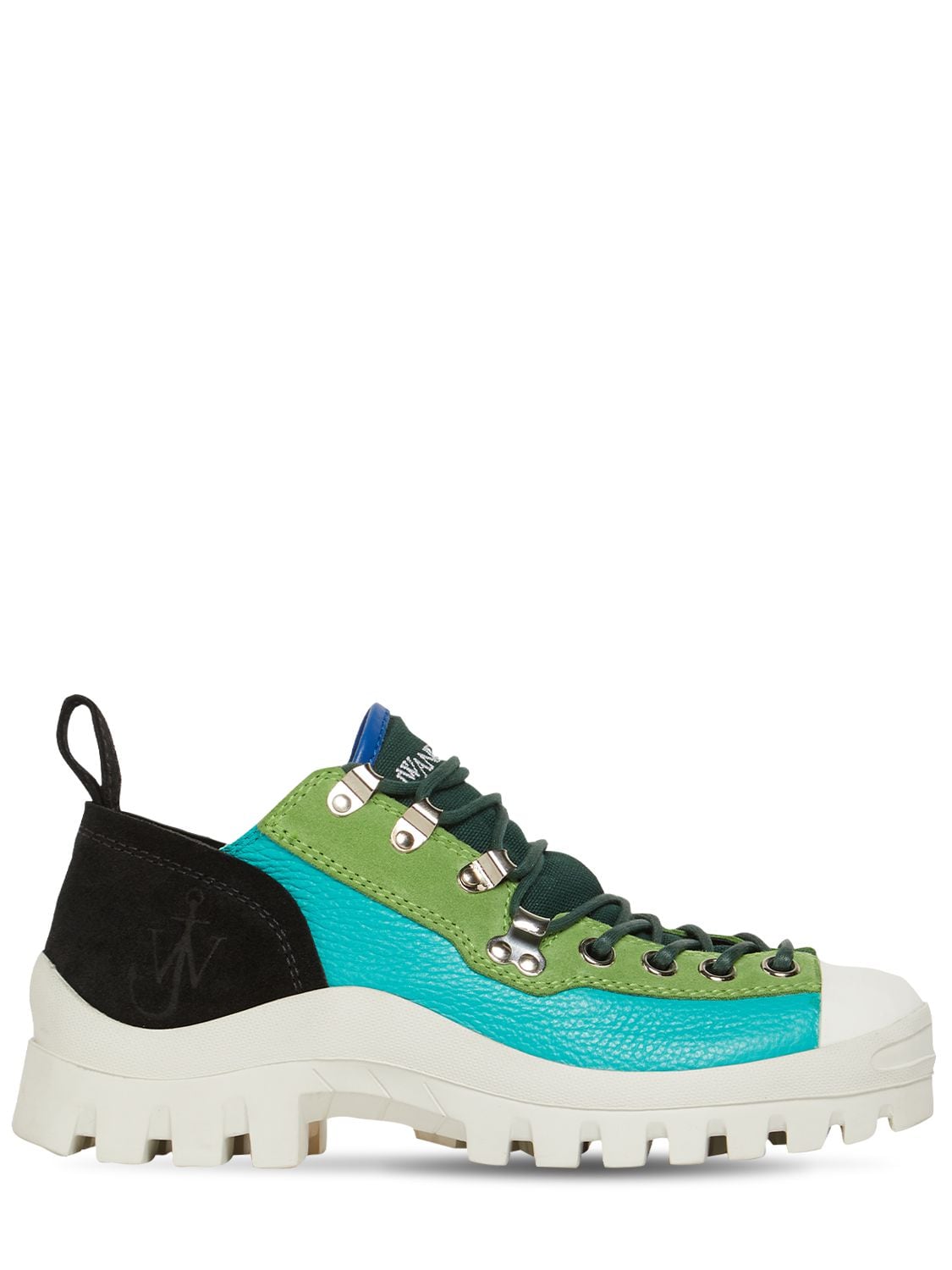 JW Anderson - 20mm leather, suede & canvas sneakers - Turquoise/Green ...