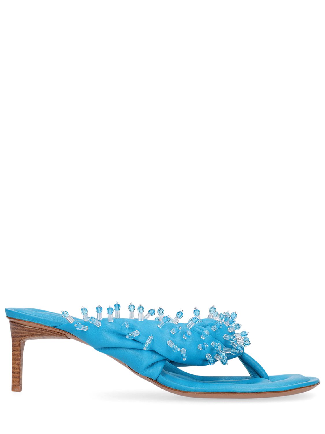 Jacquemus Bead-embellished 70mm Heeled Sandals In Turquoise