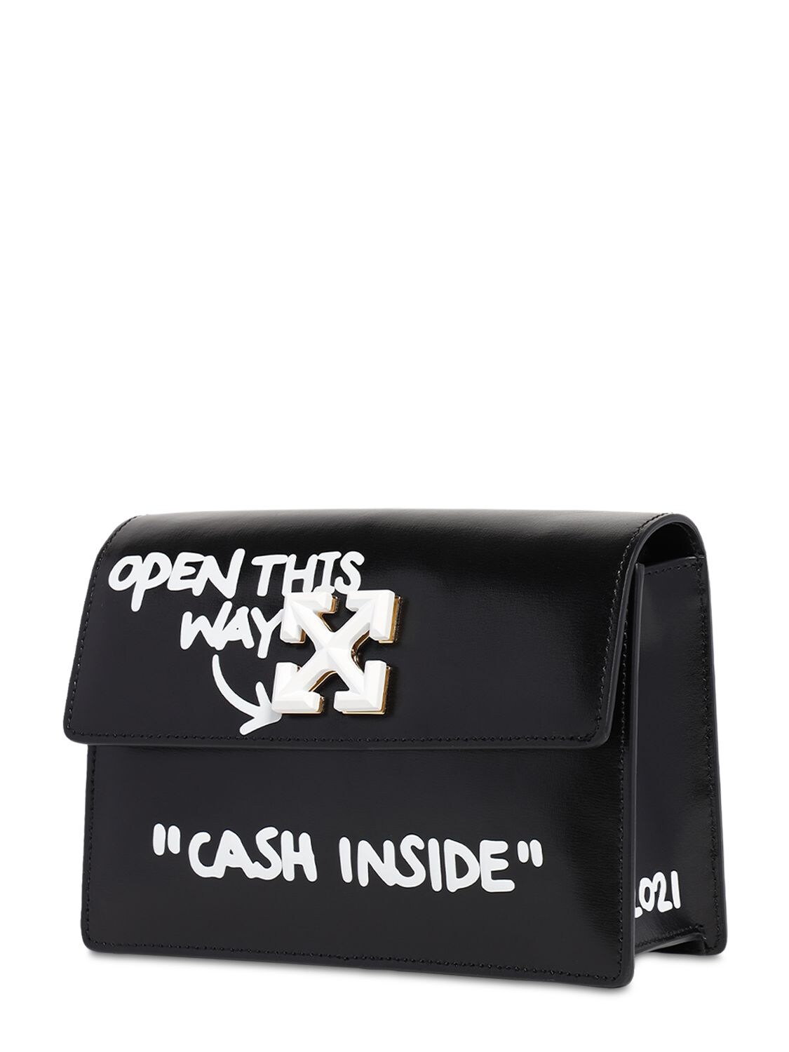 Off-white Jitney 2.0 Cash Inside Chain Shoulder Bag In White,black