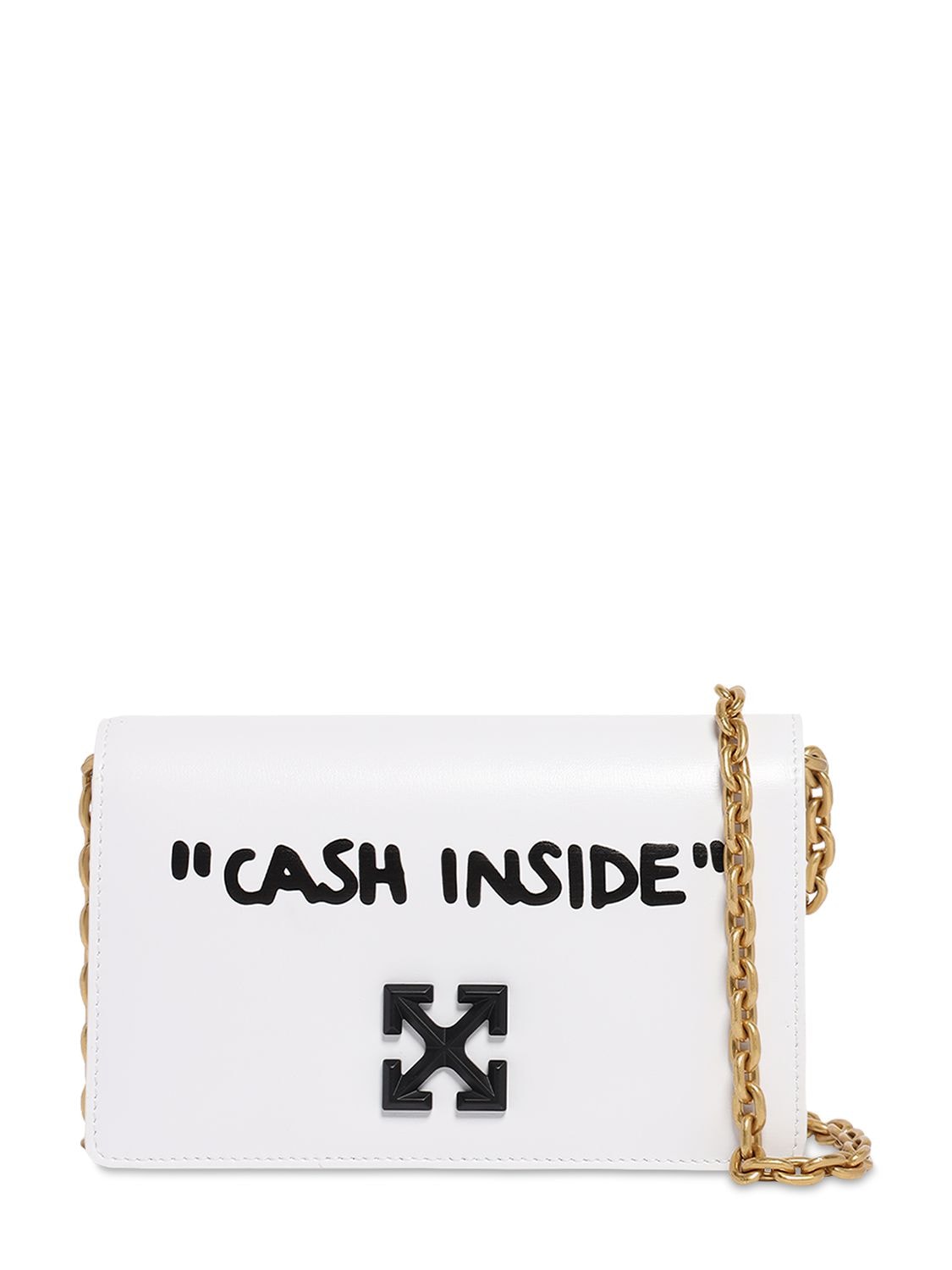 Off-white Jitney 2.0 Cash Inside Chain Shoulder Bag In White,black