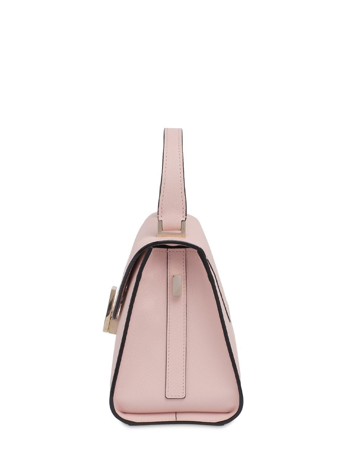 Shop Valextra Mini Iside Grained Leather Bag In Peonia