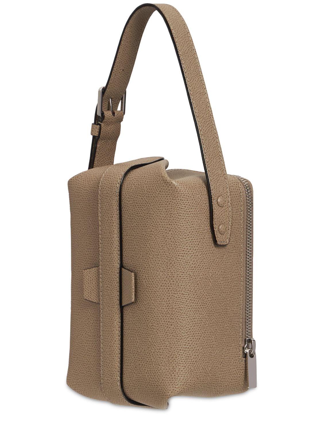 Shop Valextra New Tric Trac Grained Leather Bag In Auster