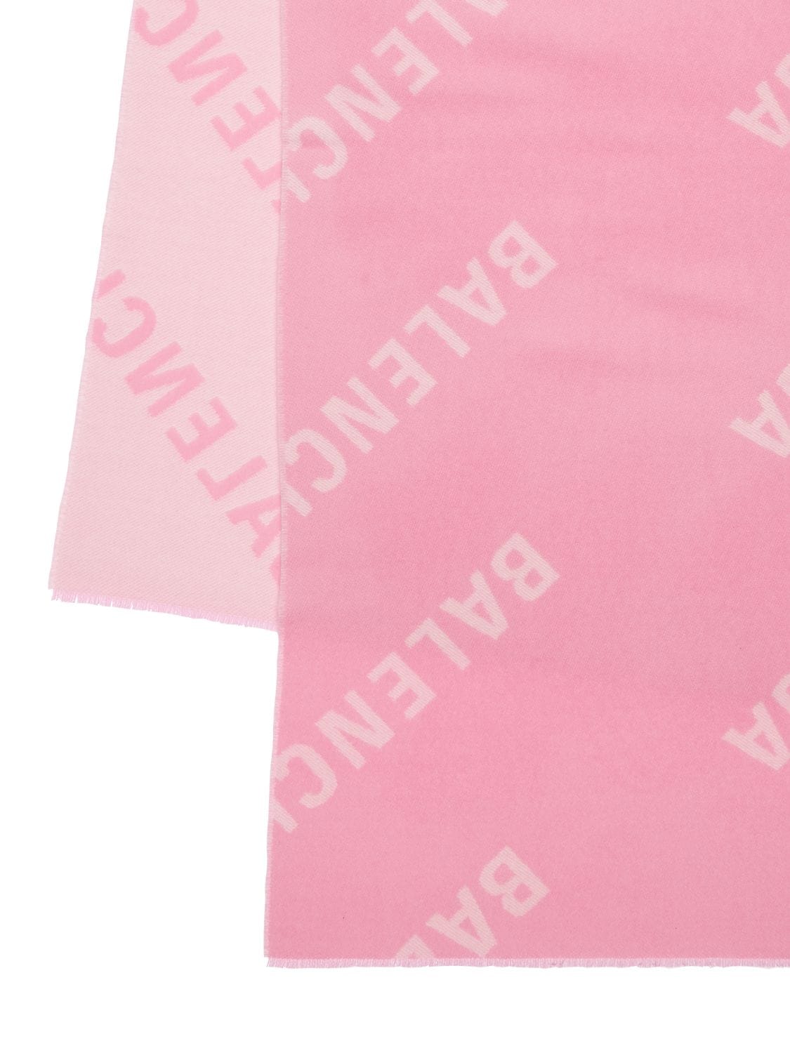Shop Balenciaga All Over Logo Wool Scarf In Pink,white
