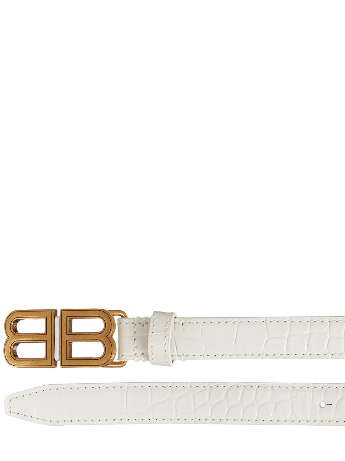 Shop Balenciaga 20mm Bb Hourglass Shiny Leather Belt In White