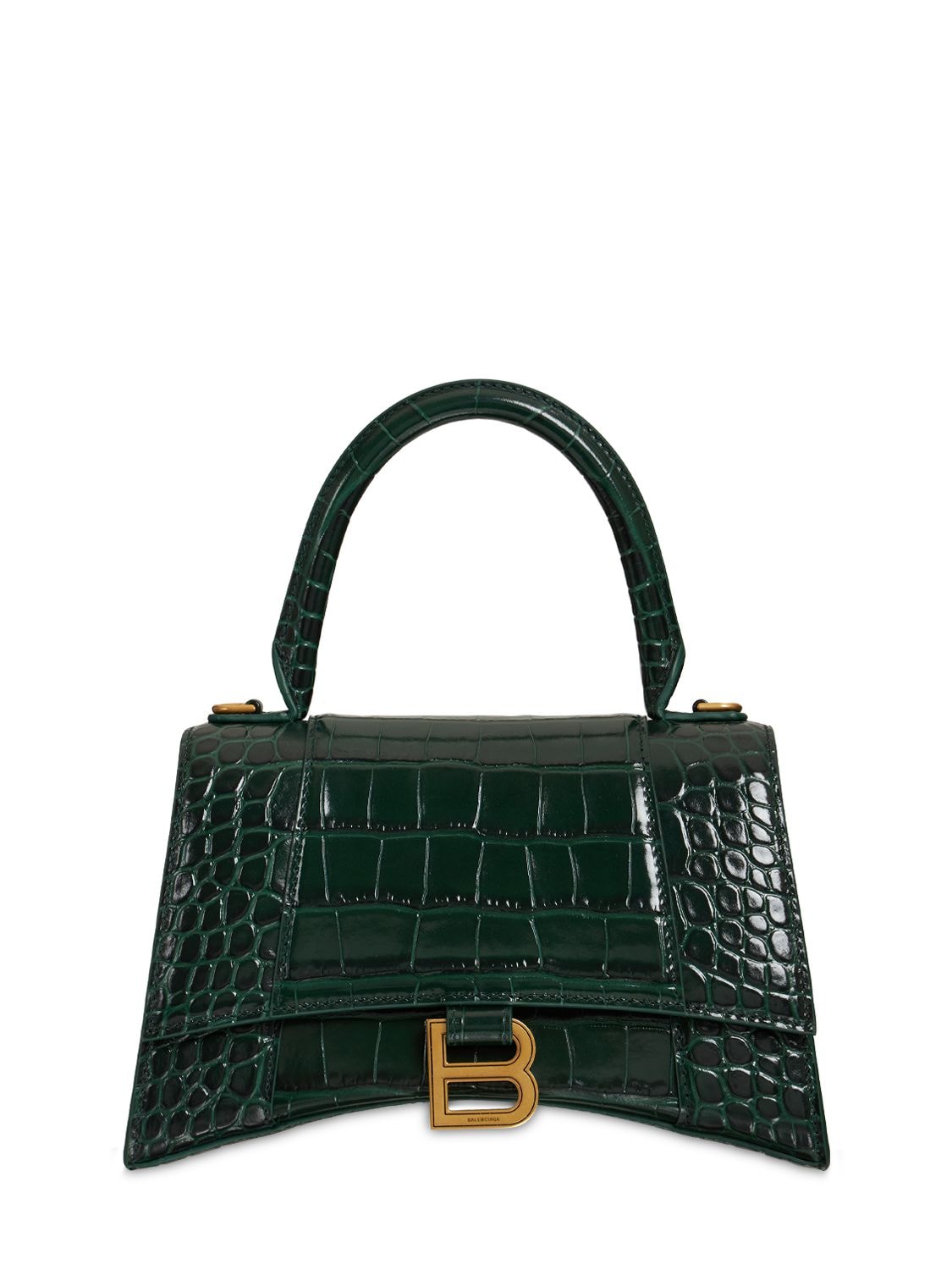 Balenciaga Hourglass Croc Embossed Leather Bag In 녹색 | ModeSens