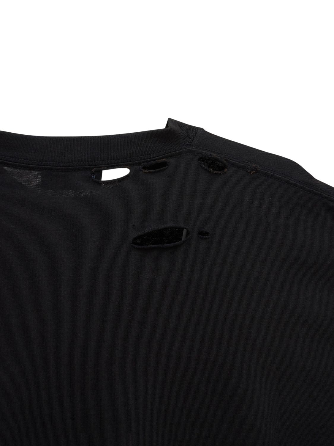 Shop Balenciaga Oversized Distressed Logo Jersey T-shirt In Black