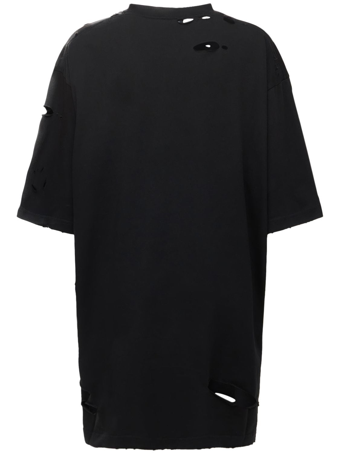 Shop Balenciaga Oversized Distressed Logo Jersey T-shirt In Black