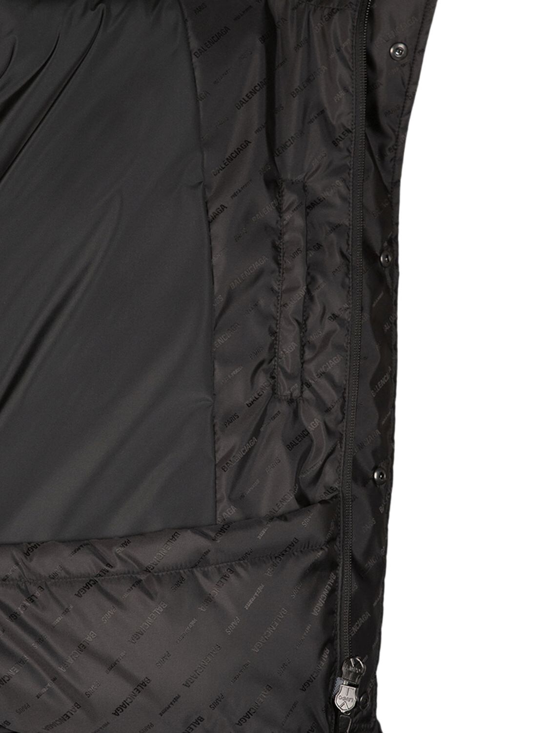 Shop Balenciaga Jacquard Logo Nylon Puffer Jacket In Black