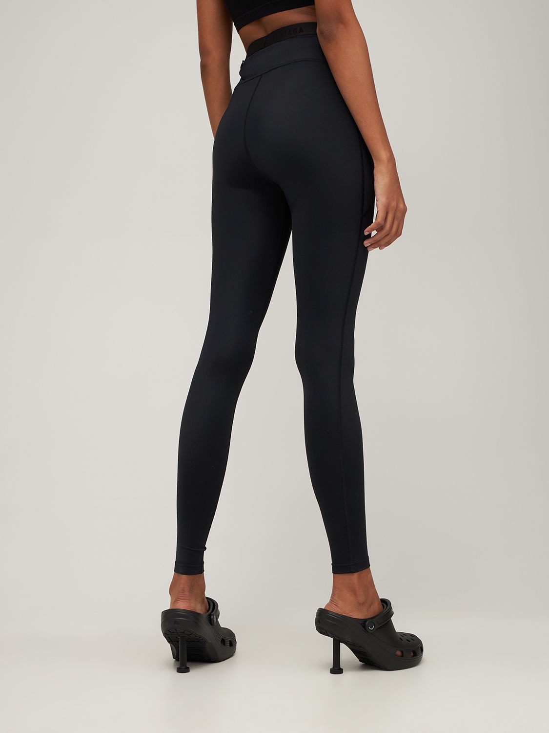 Shop Balenciaga Stretch Tech Jersey Leggings In Black