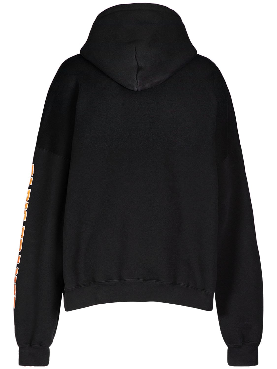 Shop Balenciaga Maison  Cotton Hoodie In Black,orange