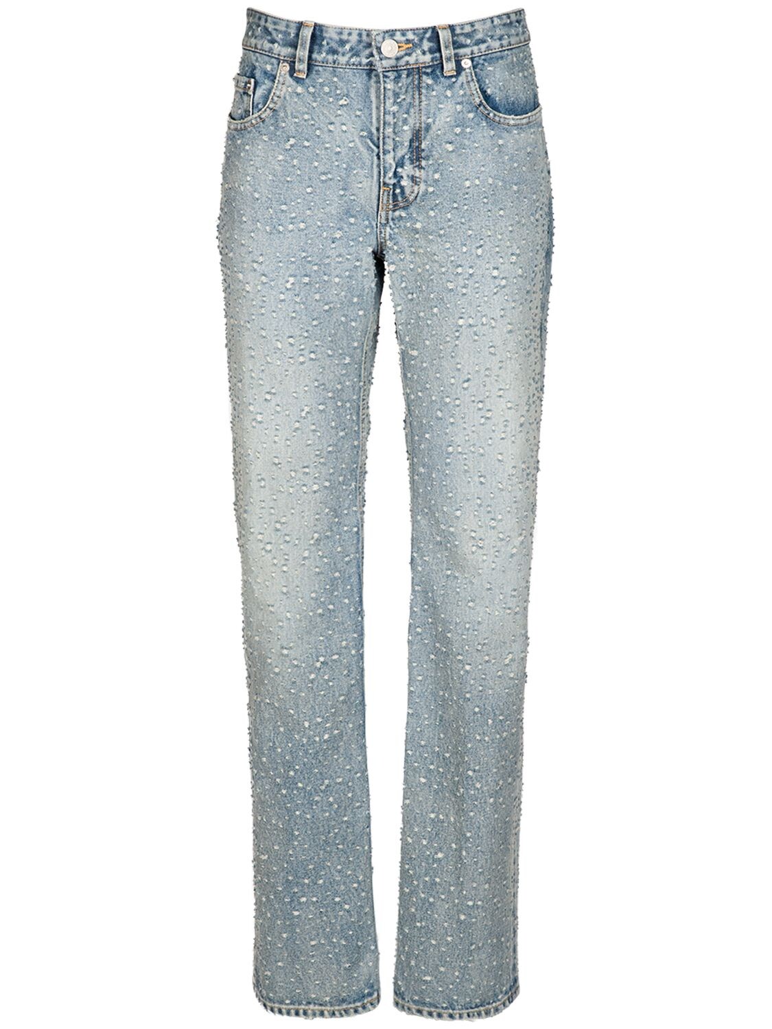 Balenciaga Low Rise Cotton Denim Jeans In Light Blue