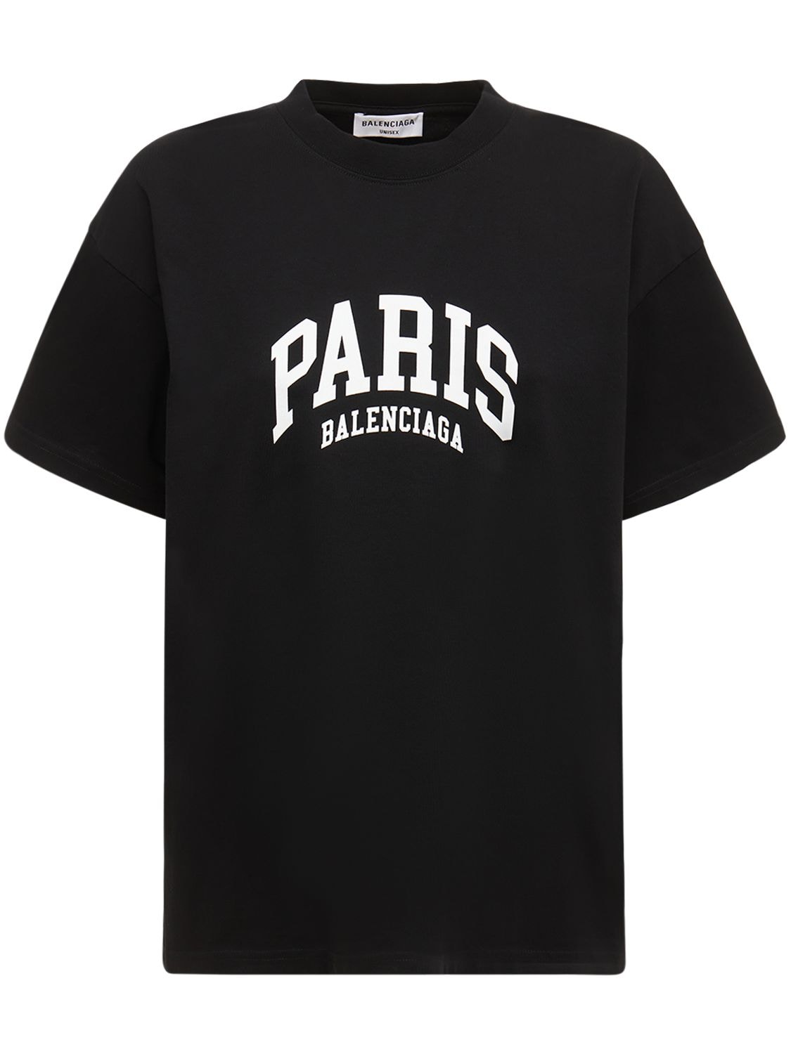 Balenciaga Printed Cotton-jersey T-shirt In Black,white