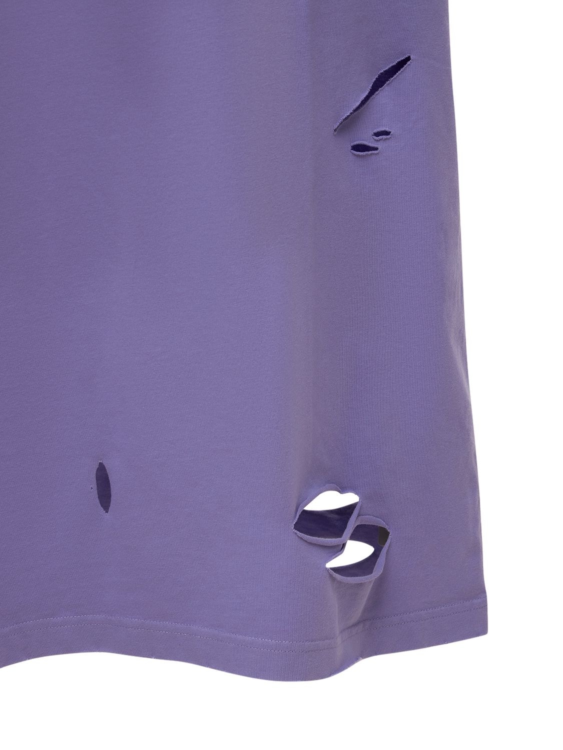 Shop Balenciaga Boxy Fit Destroyed Jersey T-shirt In Purple