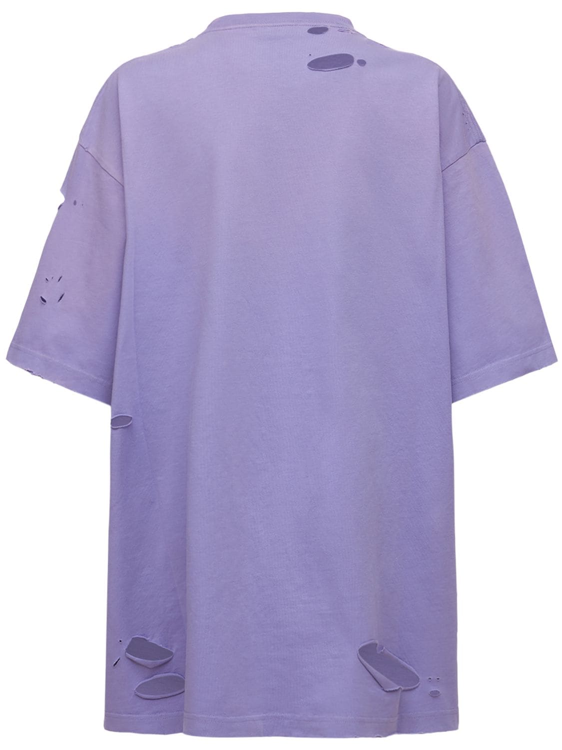 Shop Balenciaga Boxy Fit Destroyed Jersey T-shirt In Purple