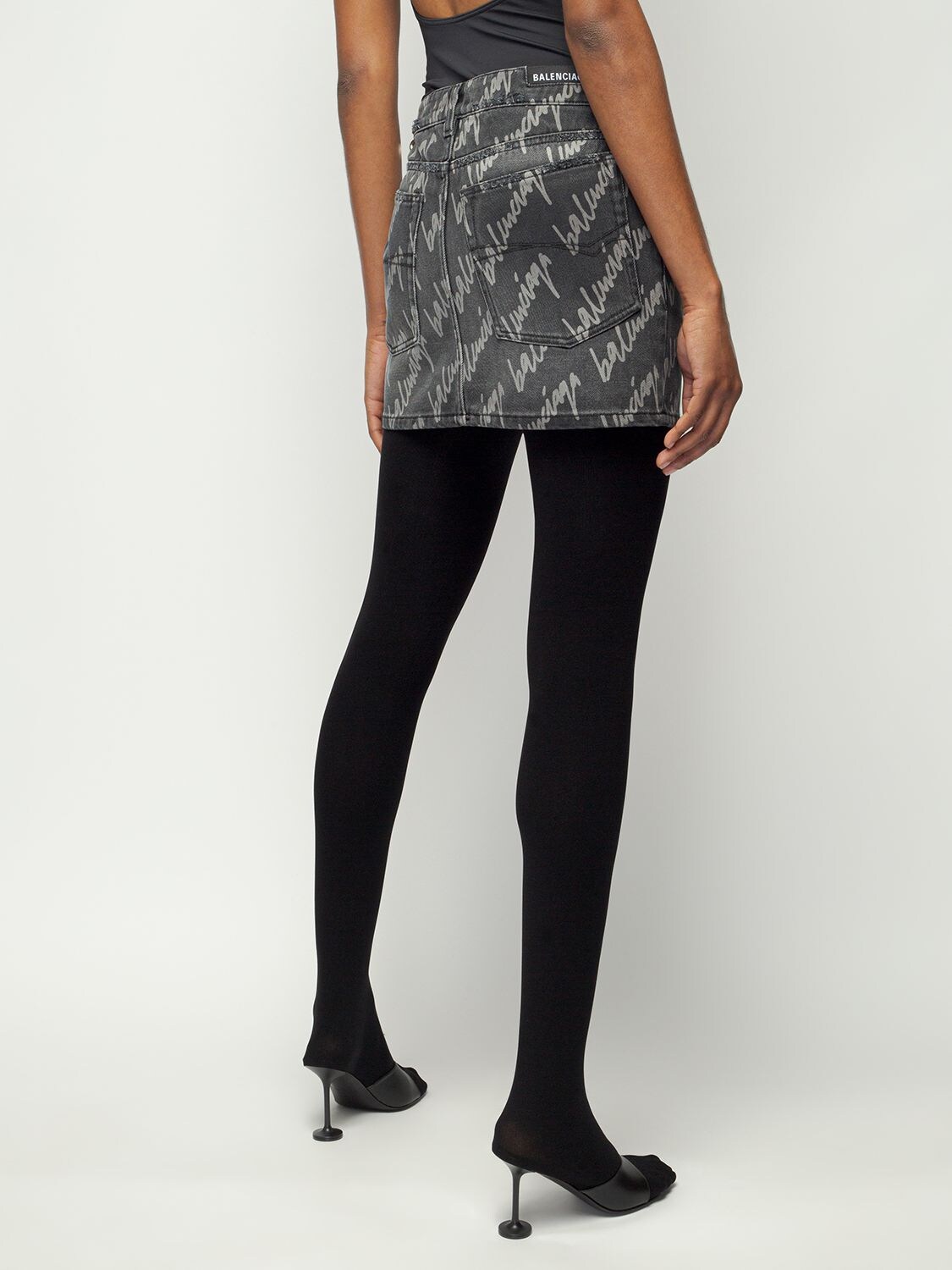 Shop Balenciaga Low Waist Mini Skirt In Чёрный