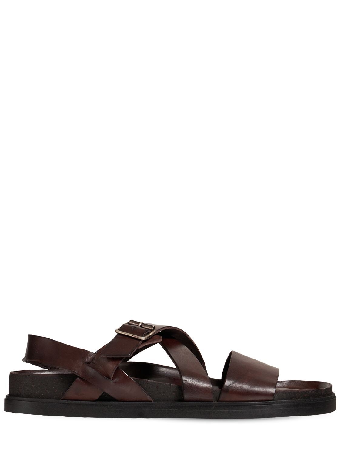 Brador Leather Sandals W/ Buckle In Brown | ModeSens