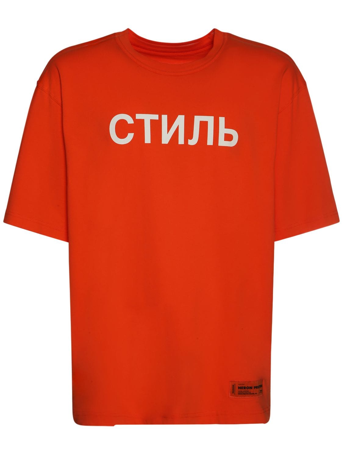 Heron Preston Ctnmb Print Cotton Jersey T-shirt In Orange,white