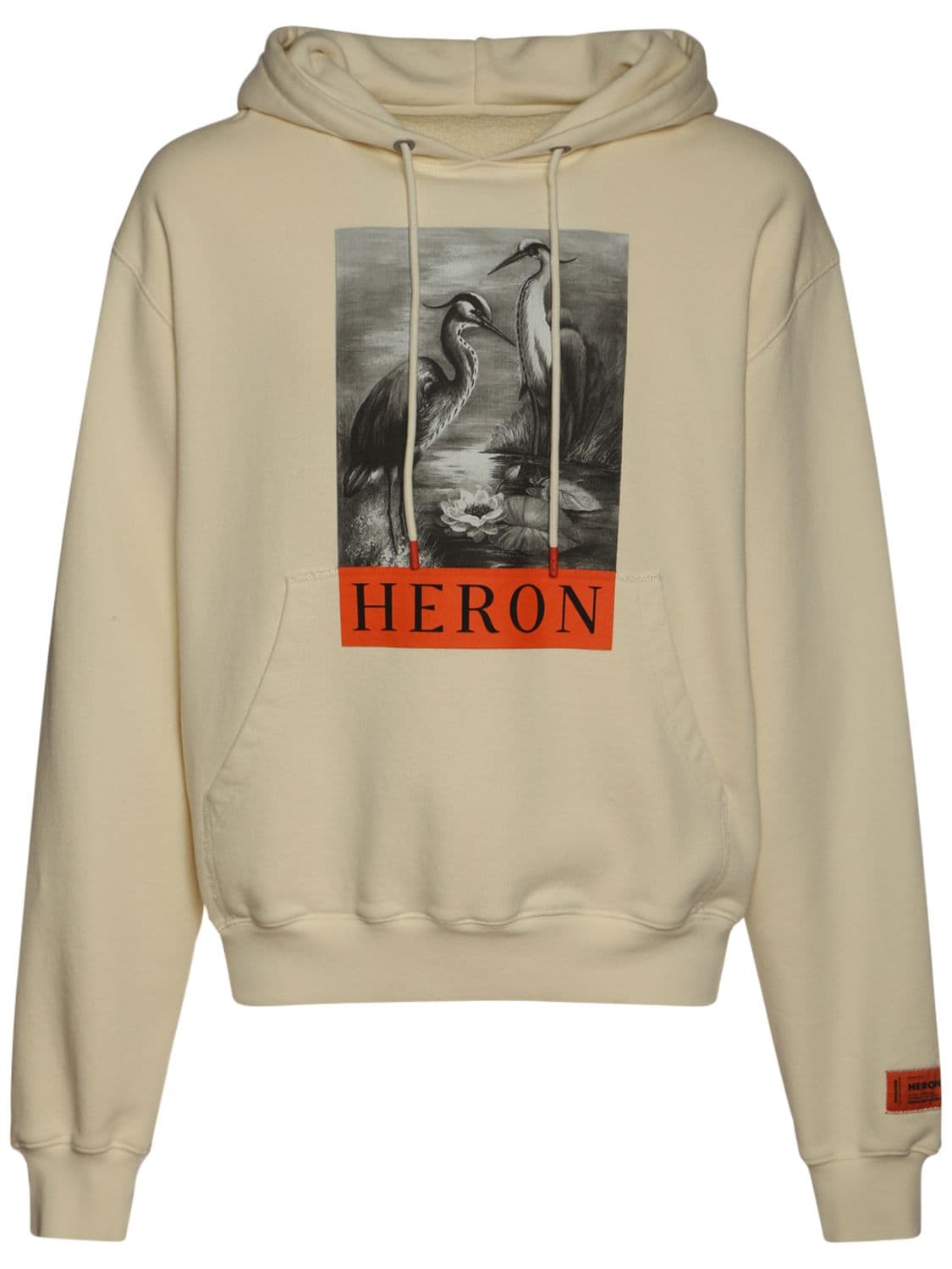 Heron Print Cotton Jersey Hoodie