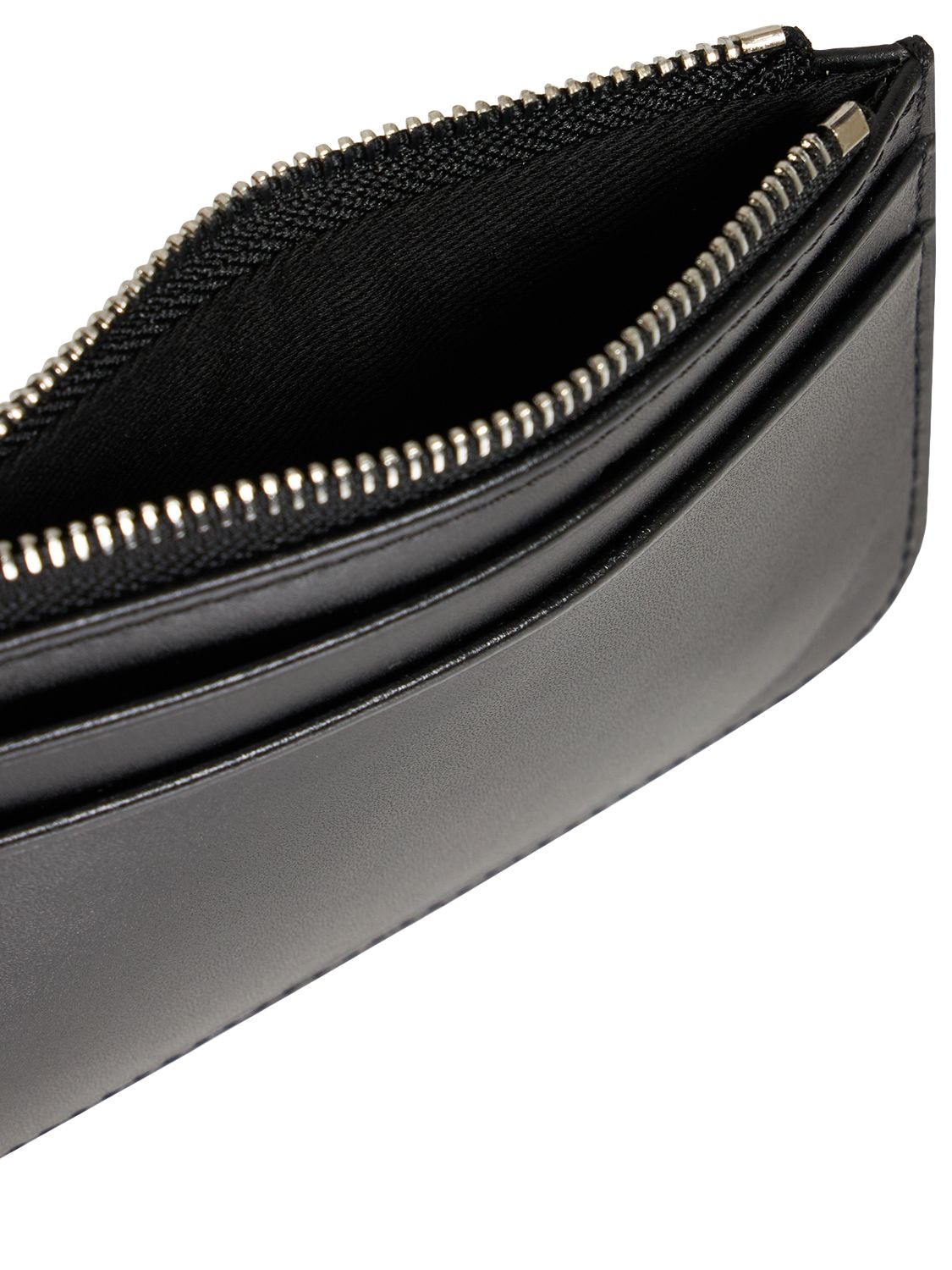 로고 가죽 지퍼 코인 지갑