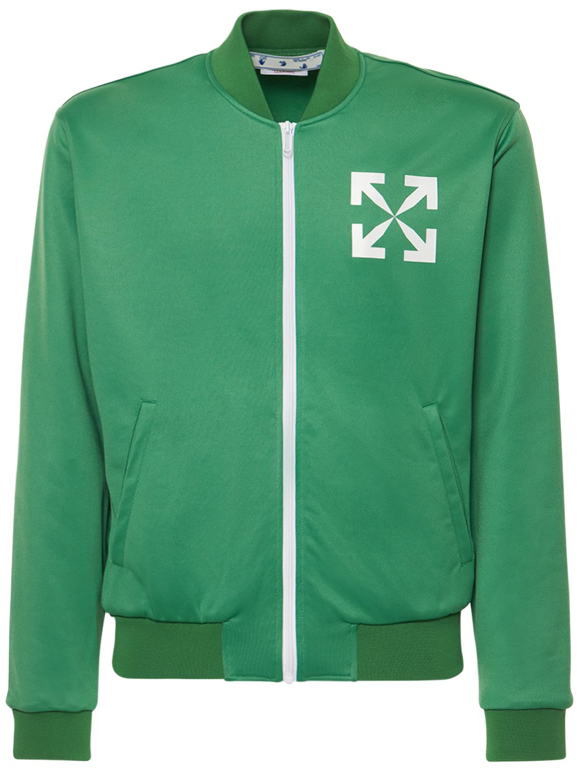 Off-white Single Arrow Stretch-jersey Track Jacket In Green