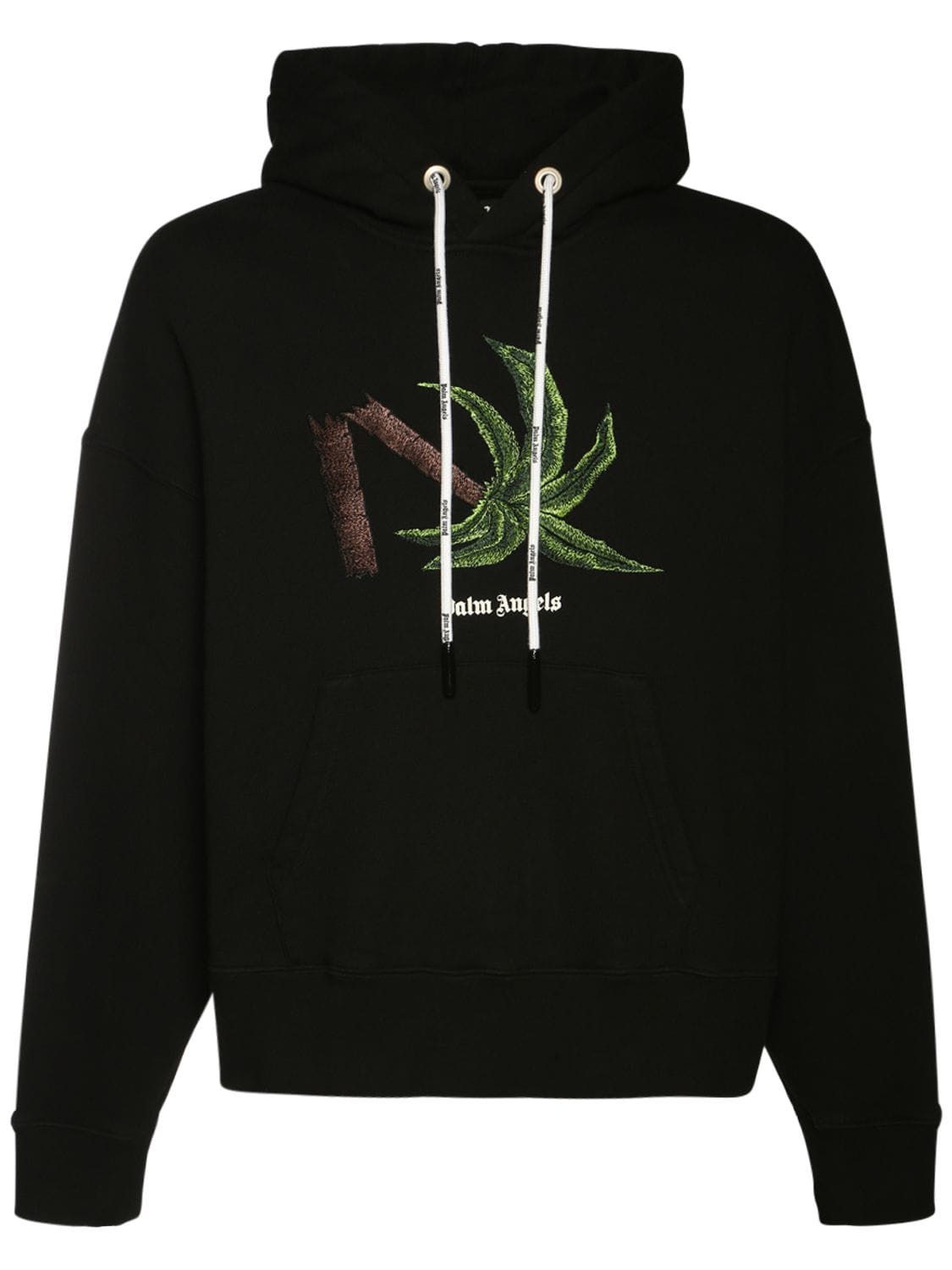 PALM ANGELS BROKEN PALM EMBROIDERY COTTON HOODIE