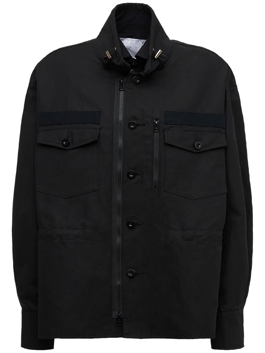 Sacai Cotton & Linen Chino Blouson Jacket In Black | ModeSens