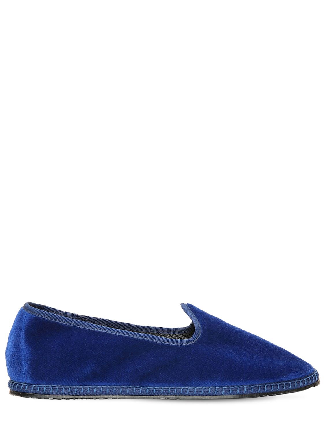 Vibi Venezia 10mm Blu Ii Velvet Loafers In Blau