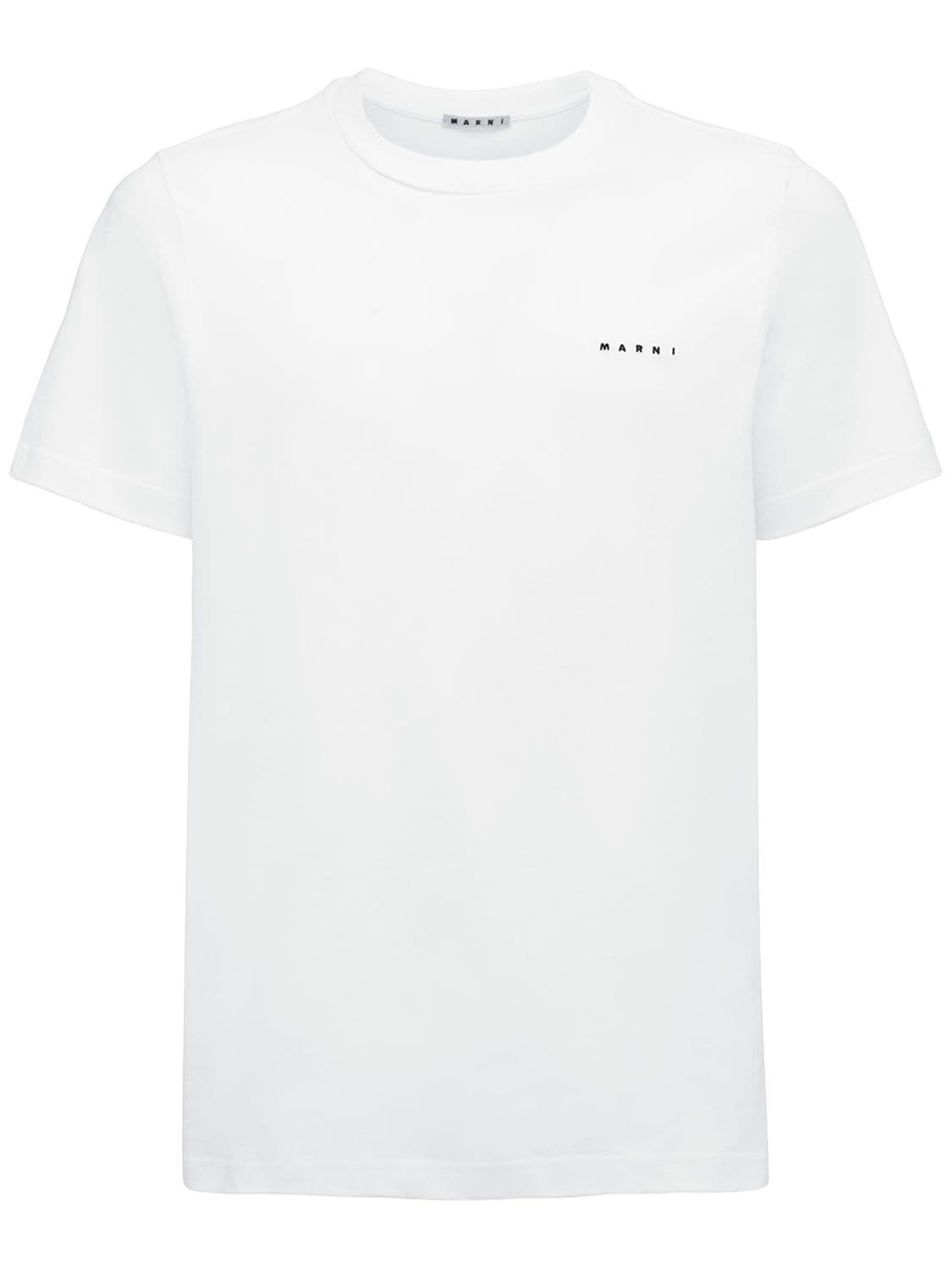 MARNI Logo Embroidered Cotton Jersey T-shirt