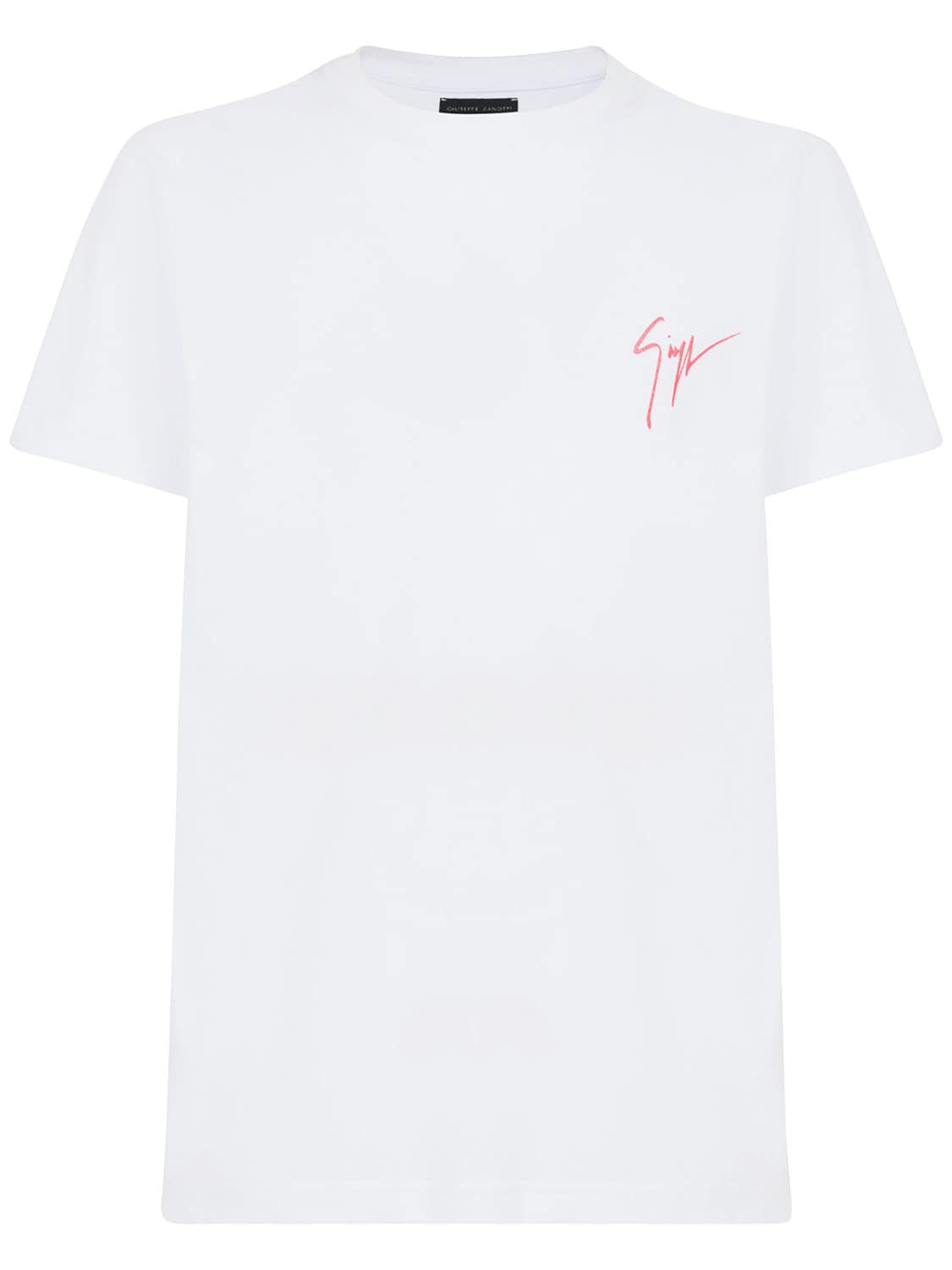 Giuseppe Zanotti Signature Embroidered Cotton T-shirt In White,pink