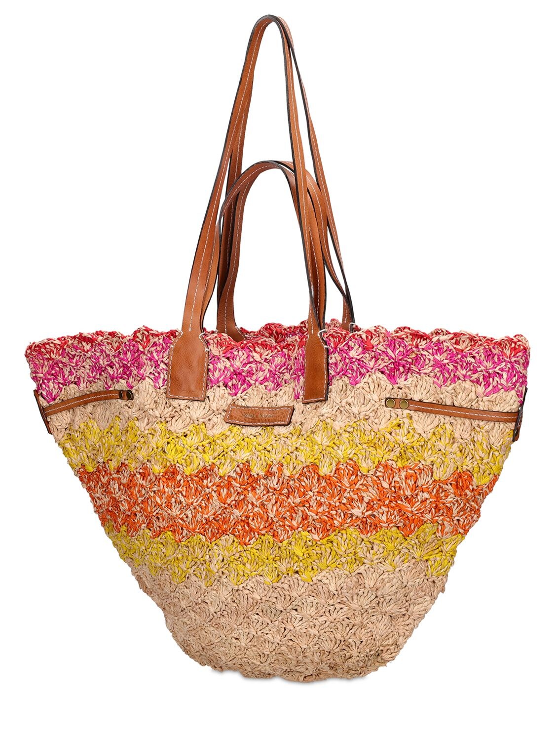 ISABEL MARANT Coiba leather-trimmed woven raffia tote