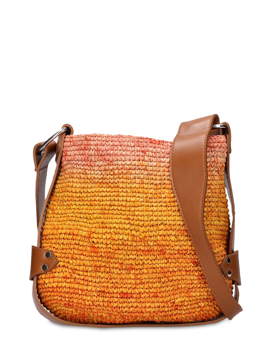 Isabel Marant Bayia Mini Tonal Orange Raffia Shoulder Bag | ModeSens